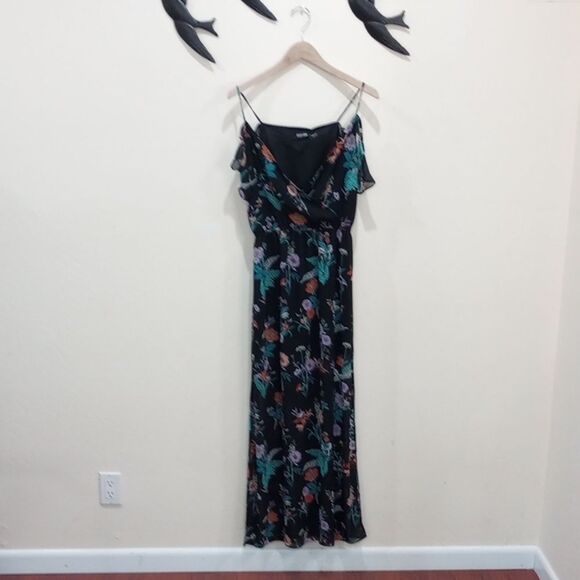 NEW!  Do+Be Ruffle Cold Shoulder Elastic Waist Floral Print Maxi Dress - S - Picture 8 of 9